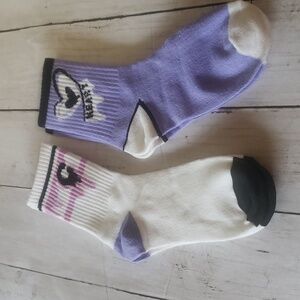Cute heart-print crew-socks, 2 pairs, NWOT
